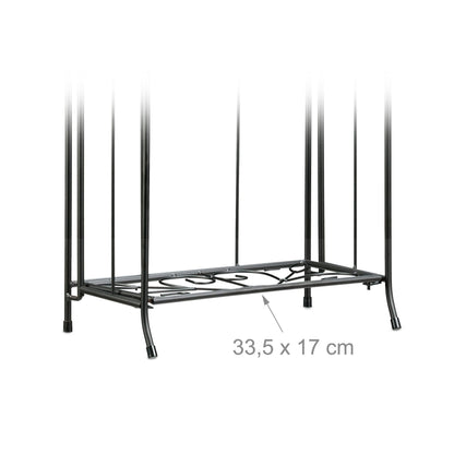 Relaxdays Metal Flower Stand with 2 Tiers, for Potted Plants, Balcony Decor, Outdoor, Freestanding, 64.5 x 33.5 x 18cm, Black