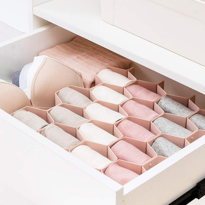 Poeland Drawer Divider Organizer 8pcs DIY Plastic Grid Honeycomb Drawer Divider Pink 2 Pack