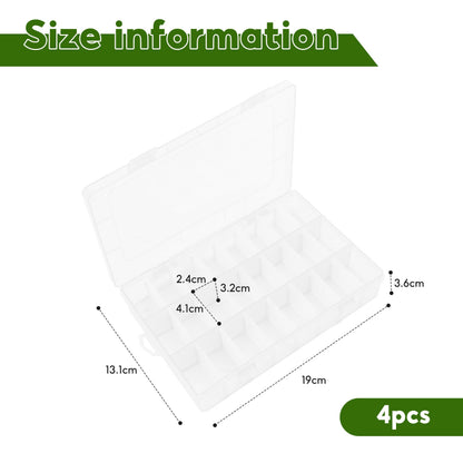 Bead Organiser Storage Box, 4PCS 24 Grids Small Compartment Craft Case