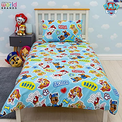 Paw Patrol Official Single Childs Duvet Cover Set | Pupster Design Reversible 2 Sided Bedding Including Matching Pillow Case | Brands Single Bed Set