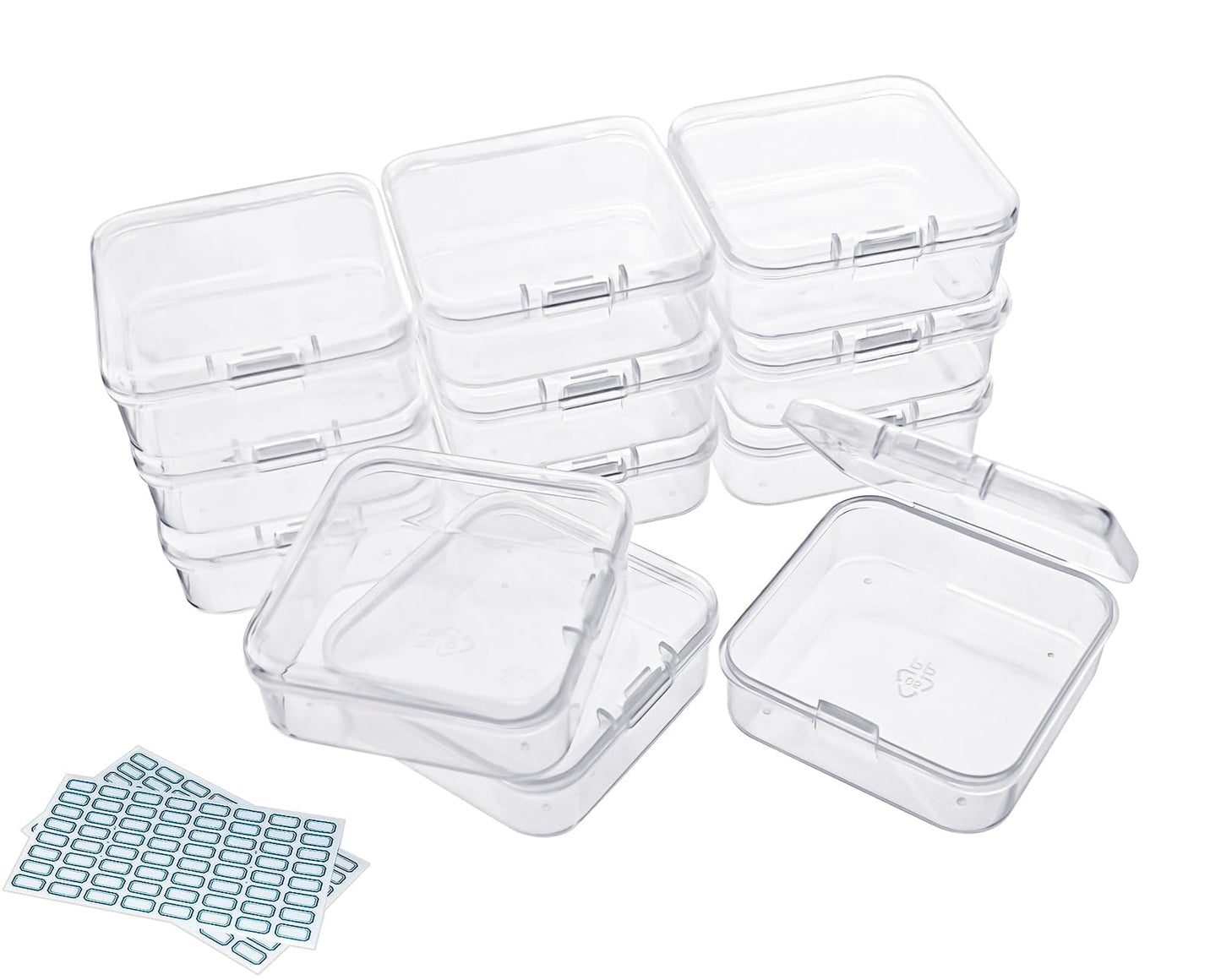 DUOFIRE Small Storage Boxes with Lids, 12 Pieces, 6.4 x 6.4 x 2 cm