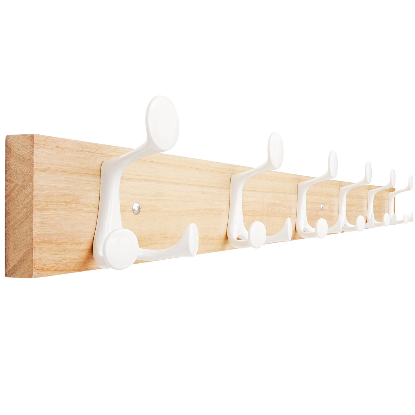 SKOLOO 99cm Natural Wood Coat Rack Wall Mount with 6 Triple Hooks - Ideal for Family Entrances, Classrooms, and Pet Supplies Storage
