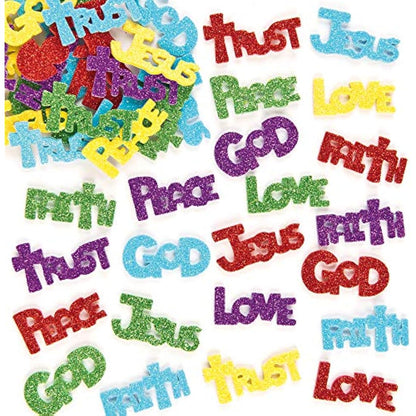 Baker Ross ET203 Inspirational Glitter Foam Stickers Self-Adhesive Shapes Kid's Craft Embellishments for Decorating & Card Making - Pack of 150
