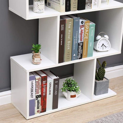 ETNIC ART Bookcase White Shelf Modern Contemporary Contemporary Partition Double-Sided Wood Home 70x23.5x127.5 Freestanding Shelves Shelves Bookcase