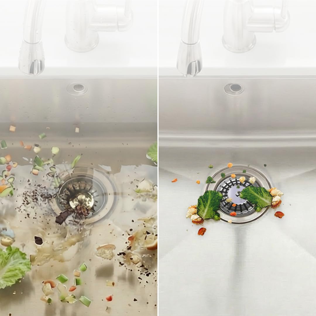 Minismus Kitchen Sink Plug Replacement - Stainless Steel Strainer, Stopper, Drainer, Filter to Catch Food Waste and Prevent Clogging