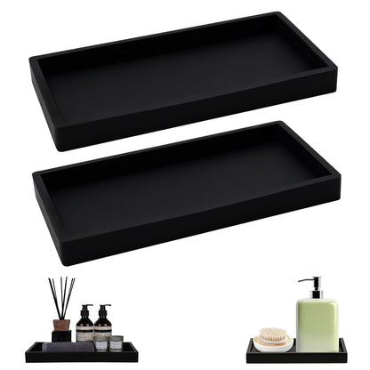 2 Piece Bathroom Tray Black, 20 × 10× 2 cm