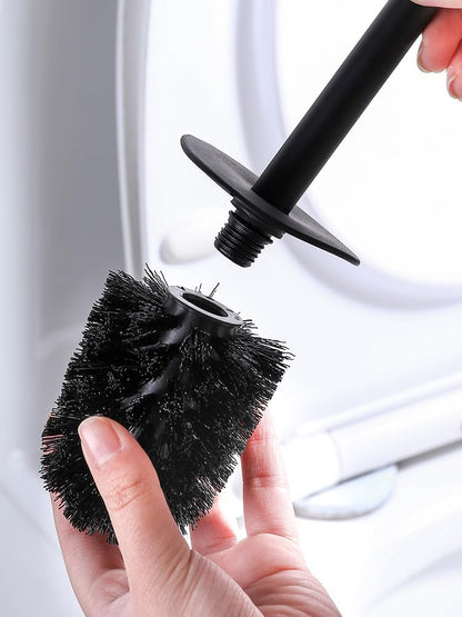 Stainless Steel Toilet Brush and Holder, floor standing, long handle,Heavy Duty Cleaner for Bathroom, Black
