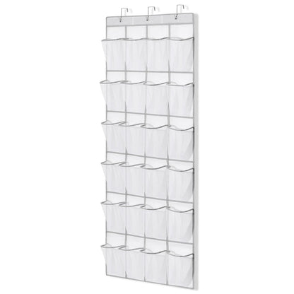 Suacculent Over Door Shoe Organiser, 24 Large Mesh Pockets & 3 Hooks, White