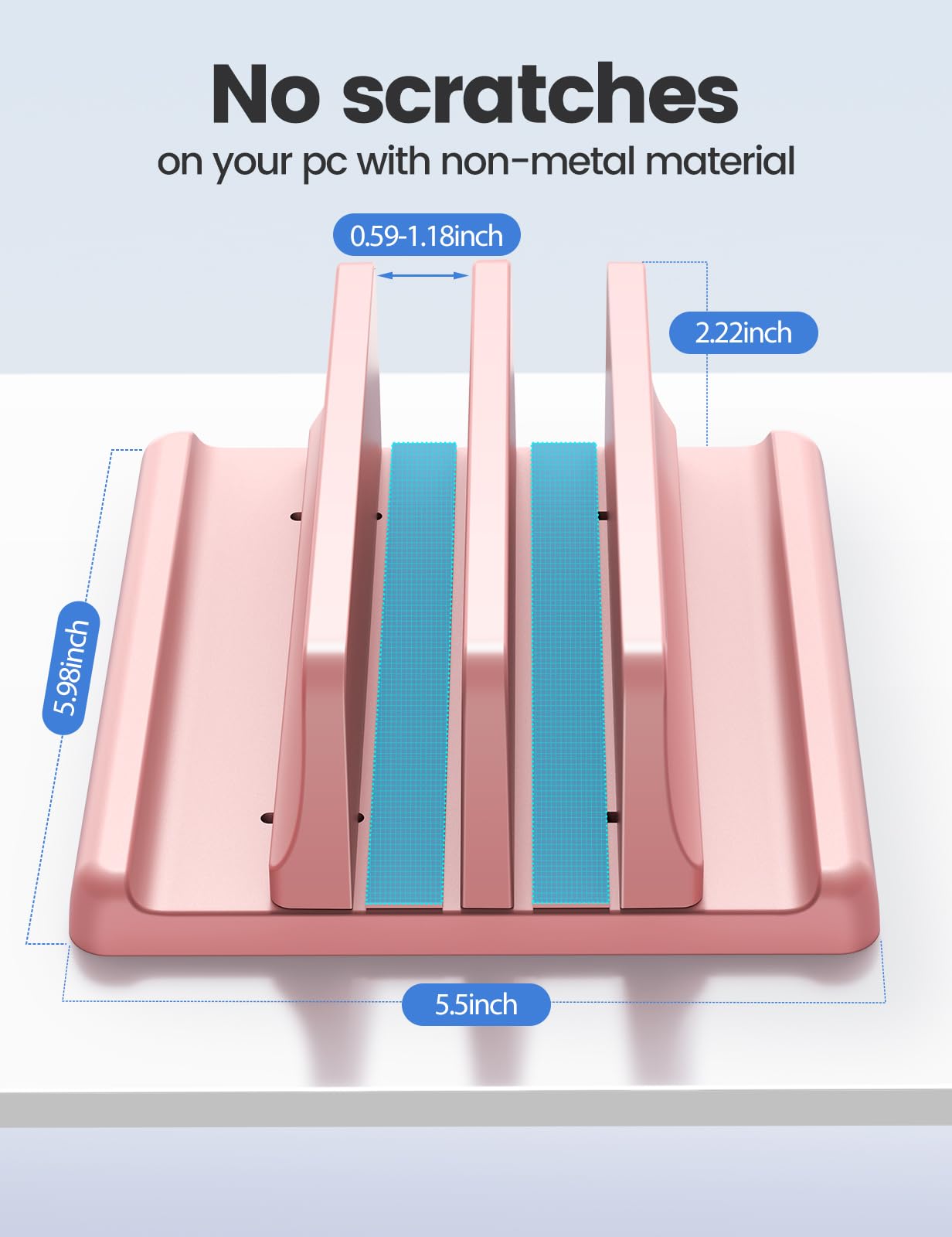 Vaydeer Vertical Laptop Stand for Desk, Dual Slots Plastic Laptop Holder with Space Saving 4-in-1 Design, Adjustable Laptop Stand Supports MacBook
