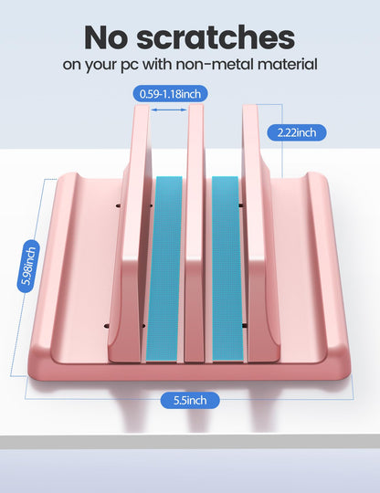 Vaydeer Vertical Laptop Stand for Desk, Dual Slots Plastic Laptop Holder with Space Saving 4-in-1 Design, Adjustable Laptop Stand Supports MacBook