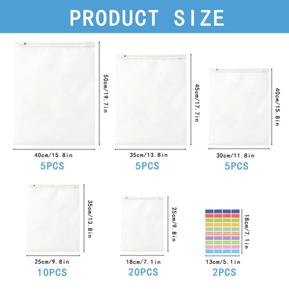 Hexizexi 45 Pcs 5 Sizes Ziplock Bags for Clothes Frosted Waterproof
