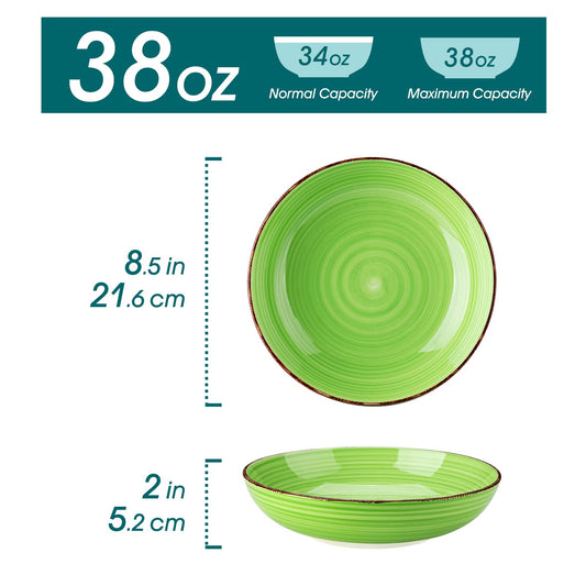 vancasso Bonita Pasta Bowls 38 oz, Large Ceramic Salad Bowls, Pasta Bowl Set of 6, Microwave & Dishwasher Safe Soup Bowls, Serving Bowls, Warm Colors