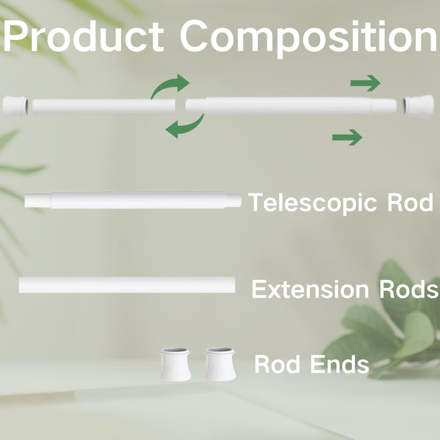Extendable Telescopic Curtain Rod Extendable Window Tension Rod No Drilling Shower Curtain Pole,Tension Rod for Kitchen