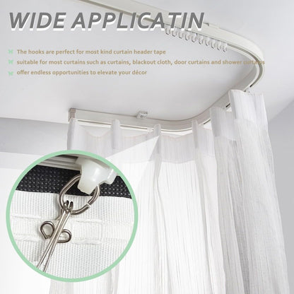 GZSYWZ 100 Pieces Curtain Hooks - Rustproof Metal Curtain Header Tape Drapery Hooks Heavy Duty Curtain Hooks Multi-Purpose Hooks Door Curtains Shower