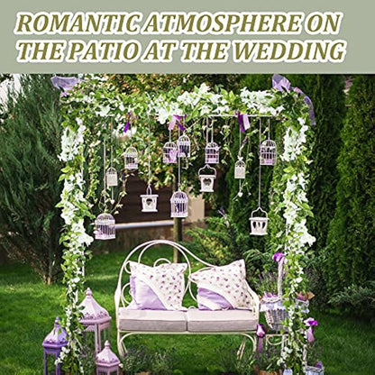Syhood 4 Pieces 26 Feet in Total Vine Artificial Wisteria Garland Artificial Wedding Silk Wisteria Hanging Flower for Wedding Arch Home Garden Party Outdoor Decor(White)