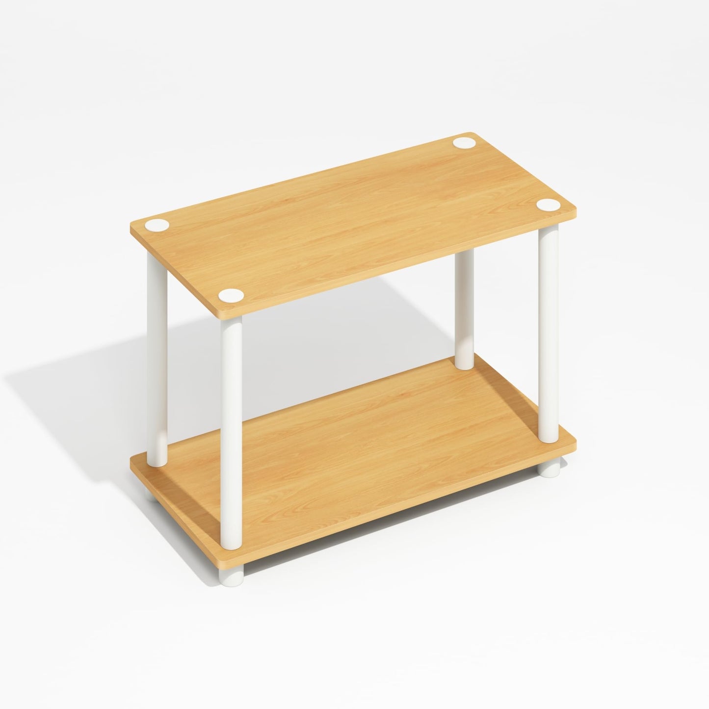 Furinno TURN-N-TUBE Side Table, 2-Tier Wide End Table with Open Shelf, Toolless Assembly Night Stand, Bedside Table, for Living Room, Bedroom
