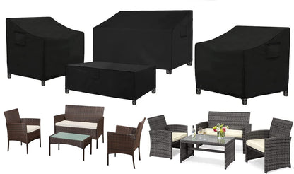SIRUITON 420D Outdoor Furniture Cover 4-Piece Set, Heavy Duty Patio Furniture Covers, Outdoor Veranda Patio Garden Furniture Set, Waterproof Outdoor