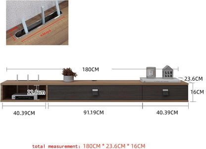 Pmnianhua Floating TV Unit, 71'' Wall Mounted TV Cabinet, Floating Shelves with 2 Doors