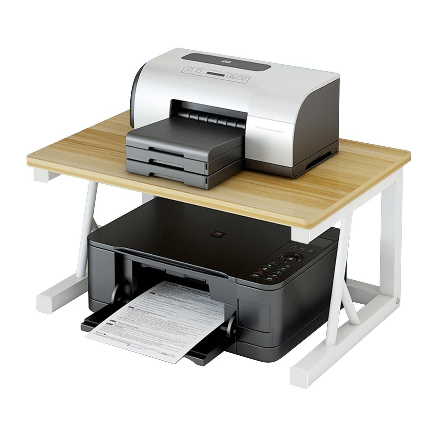 Metal Wood Printer Stand for Desk,2 Tier Desktop Printer Table,48x30x27cm