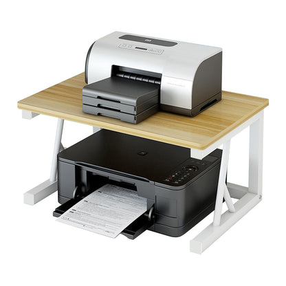 Metal Wood Printer Stand for Desk,2 Tier Desktop Printer Table,48x30x27cm