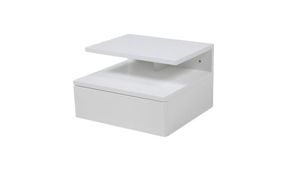 AC Design Furniture Fia Floating Nightstand in White, 1 piece, Wall Mounted Bedside Table with Drawer and a Shelf, Bedroom Furniture, H: 22,5 x W