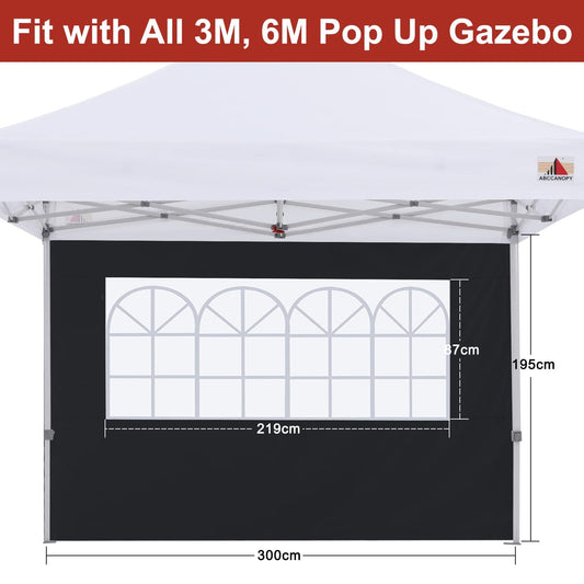 ABCCANOPY 2 Pack of 3M Gazebo Marquee Replacement Exchangeable Side Panel Wall Panels Walls,Black