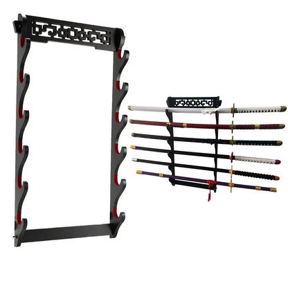 Dfdvye Katana Sword Holder - 6 Tier Samurai Sword Display Rack With Wall Mount for Wakizashi and Tanto