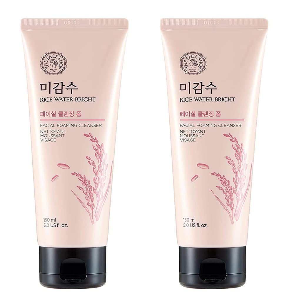 Foaming Facial Cleanser for Daily Face Washing, Rice Water Bright Cleansing Foam Moisturizer & Brightening Care for All Skin Types 150