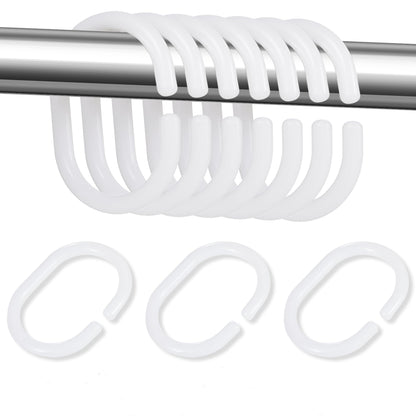 shower curtain hooks white C shape plastic hooks for shower curtains(24 Pieces)