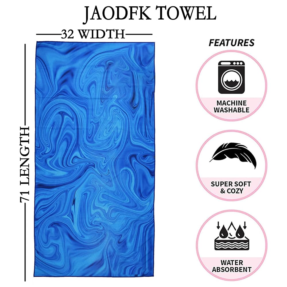 JAODFK 2 Pcs Microfibre Beach Towel 71"X32" Quick Dry Lightweight Sand Free Extra Large Thin Blue Towels Travel Essentials For Adults Womens Swim