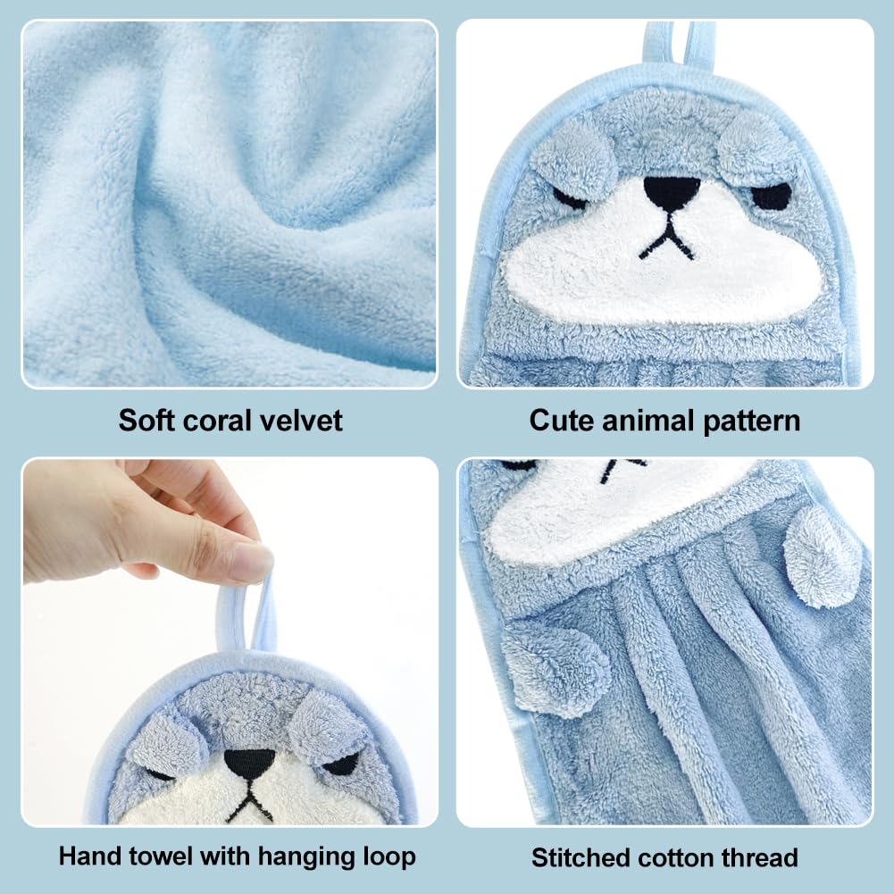 SwirlColor Hand Towels for Bathroom, Soft Microfibre Hand Towel Cute Animal Hand Towels Absorbent Hand Towel with Hanging Loop for Kitchen Bathroom