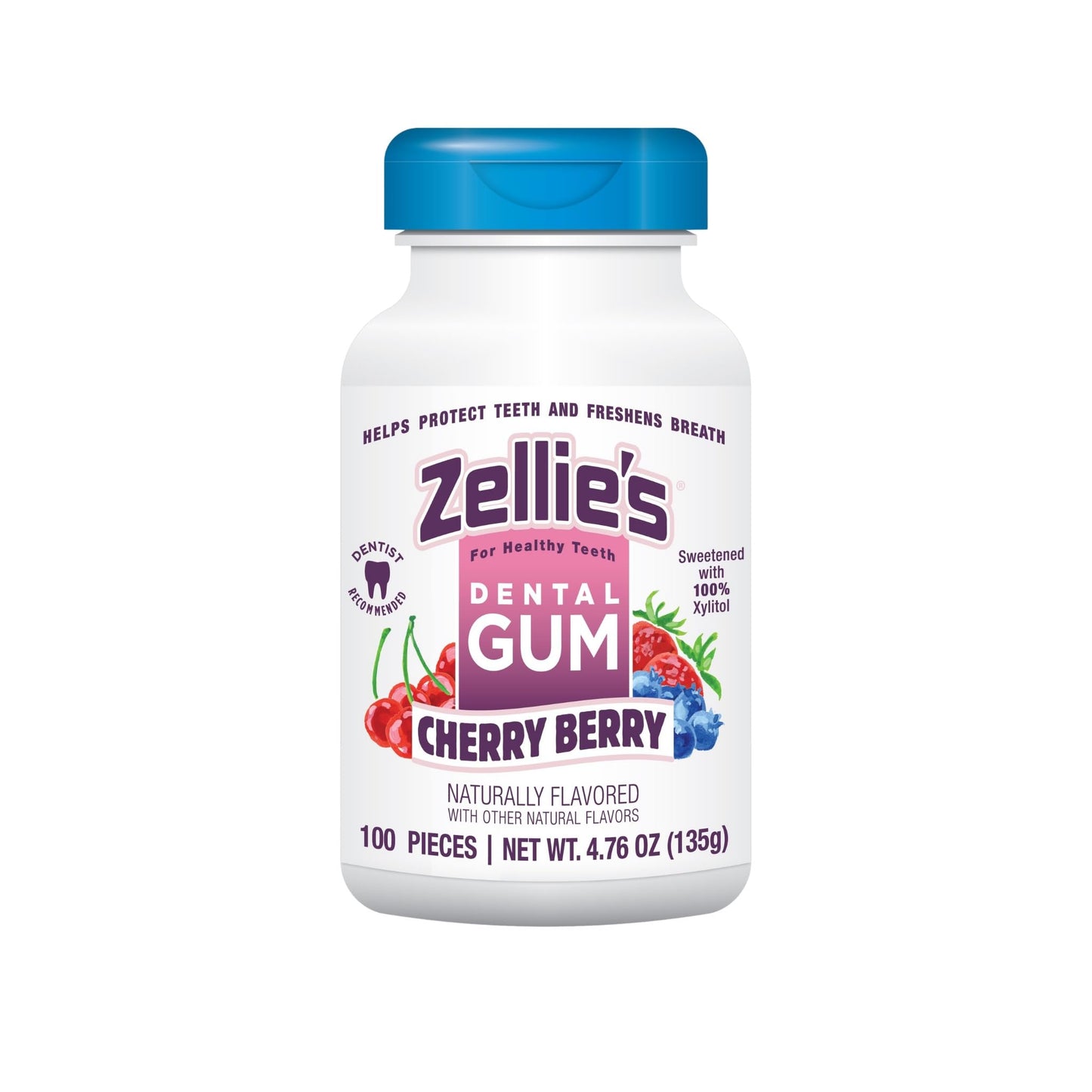 Zellies Xylitol Sugar Free Cherry Berry Chewing Gum | Cherry Berry Flavor (100 Count (Pack Of 1))