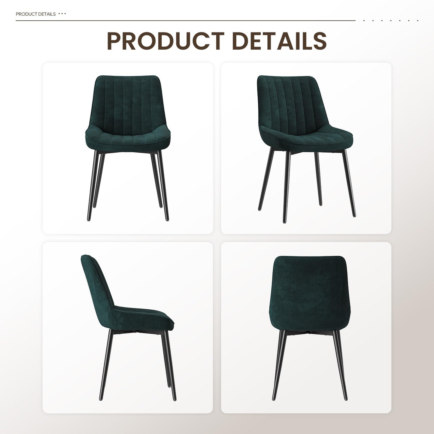 COLAMY Velvet Dining Chairs Set of 2, Velvet Chairs for Dining Room with Metal Legs and Thick Seat Cushion