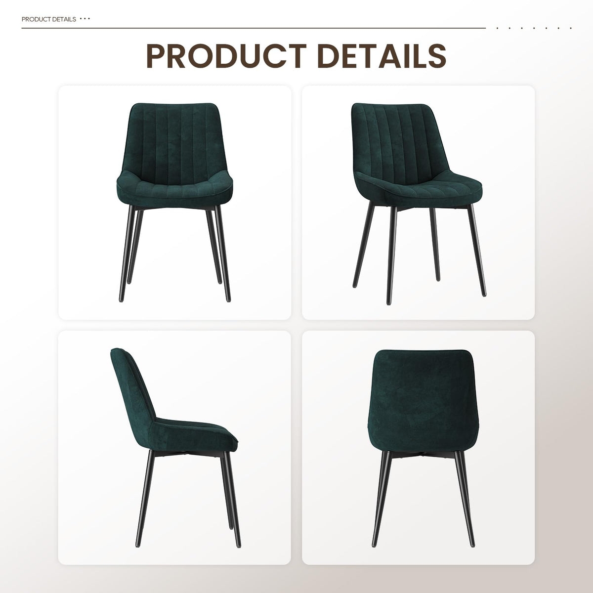 COLAMY Velvet Dining Chairs Set of 4, Velvet Chairs for Dining Room with Metal Legs and Thick Seat Cushion