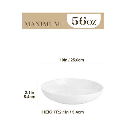 MALACASA 10 Inch Large Pasta Bowls Set of 4, 1680 ML Salad Bowls, Ceramic Bowl Sets, Wide and Shallow Bowls Set, Microwave and Dishwasher Safe, Series