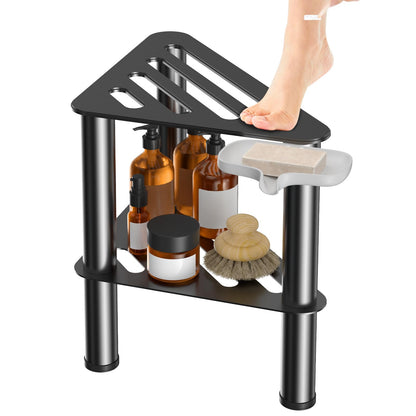 Corner Shower Foot Stool for Shaving Leg, Rust-Proof Non-Slip with Soap Box