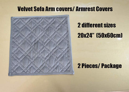 ZUODU Beige Velvet Square Check Sofa Arm Cover, Set of 2
