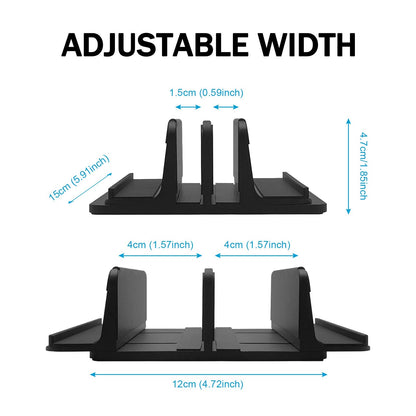 ULBRE Vertical Laptop Stand Metal Heavy Duty, Double Adjustable 4 Slots Vertical MacBook Stand Laptop Holder Compatible with All MacBook Surface Dell