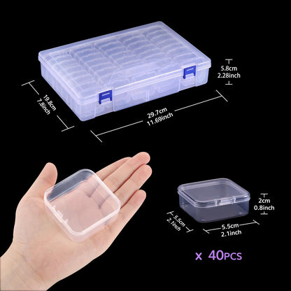 Funtopia 40 Pcs Bead Storage Box,Small Plastic Craft Organiser Containers