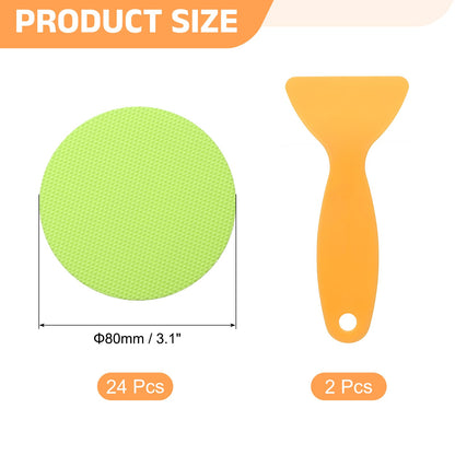 sourcing map 24pcs Non-Slip Bathtub Stickers,PEVA Anti-Slip Shower Stickers Showers Treads Round Appliques with 2 Pcs Scraper for Bath Tub Shower