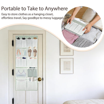 16 Pockets - Over Door Hanging Organiser with 4 Kinds Pouches,Back of Door Bathroom Hanging Shelves Holder for Shoes,Sock,Hat,Underwear,Travel