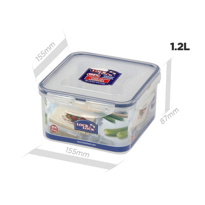 LocknLock PP Classic Food Storage Container with Serving Insert, 1.2 L, 155 x 155 x 87 mm, 100% Airtight and Waterproof, Clever Lock System