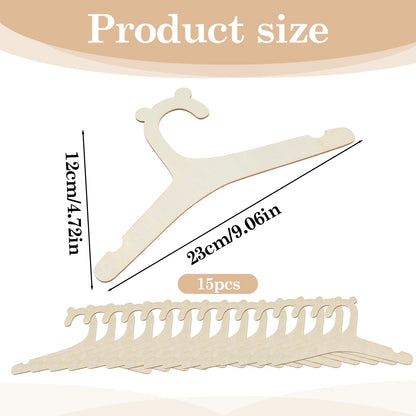 LIQWEI 15 Pcs Wooden Baby Clothes Hangers, 9 Inch Baby Pant Hanger Ganchos Para Ropa De Bebe, Newborn Child Hangers for Nursery Kids Coats
