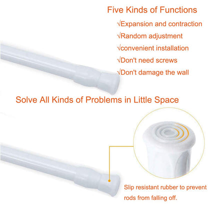2 Pack Small Tension Rods 12 in to 20 Curtain Rods Window Rods in Extendable Width Spring Cupboard Bars for Kitchen Utensils, Closet, and Cabinet