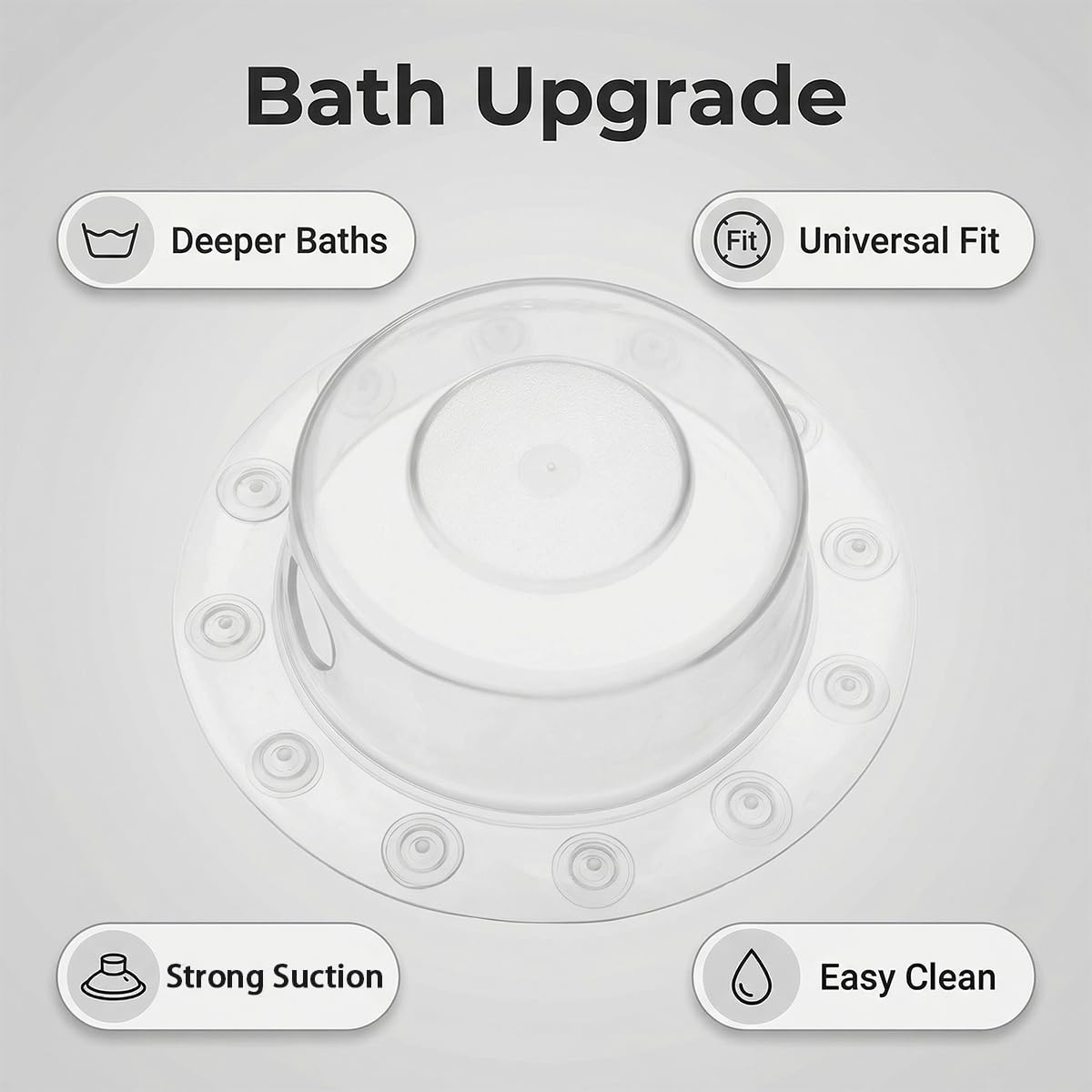 2 PCS Bathtub Overflow Drain Covers Clear Silicone Bath Overflow Stopper Deep Bath Drain Cover Adds Inches of Tub Water Durable Hole Protection