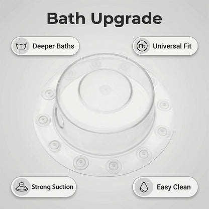 2 PCS Bathtub Overflow Drain Covers Clear Silicone Bath Overflow Stopper Deep Bath Drain Cover Adds Inches of Tub Water Durable Hole Protection