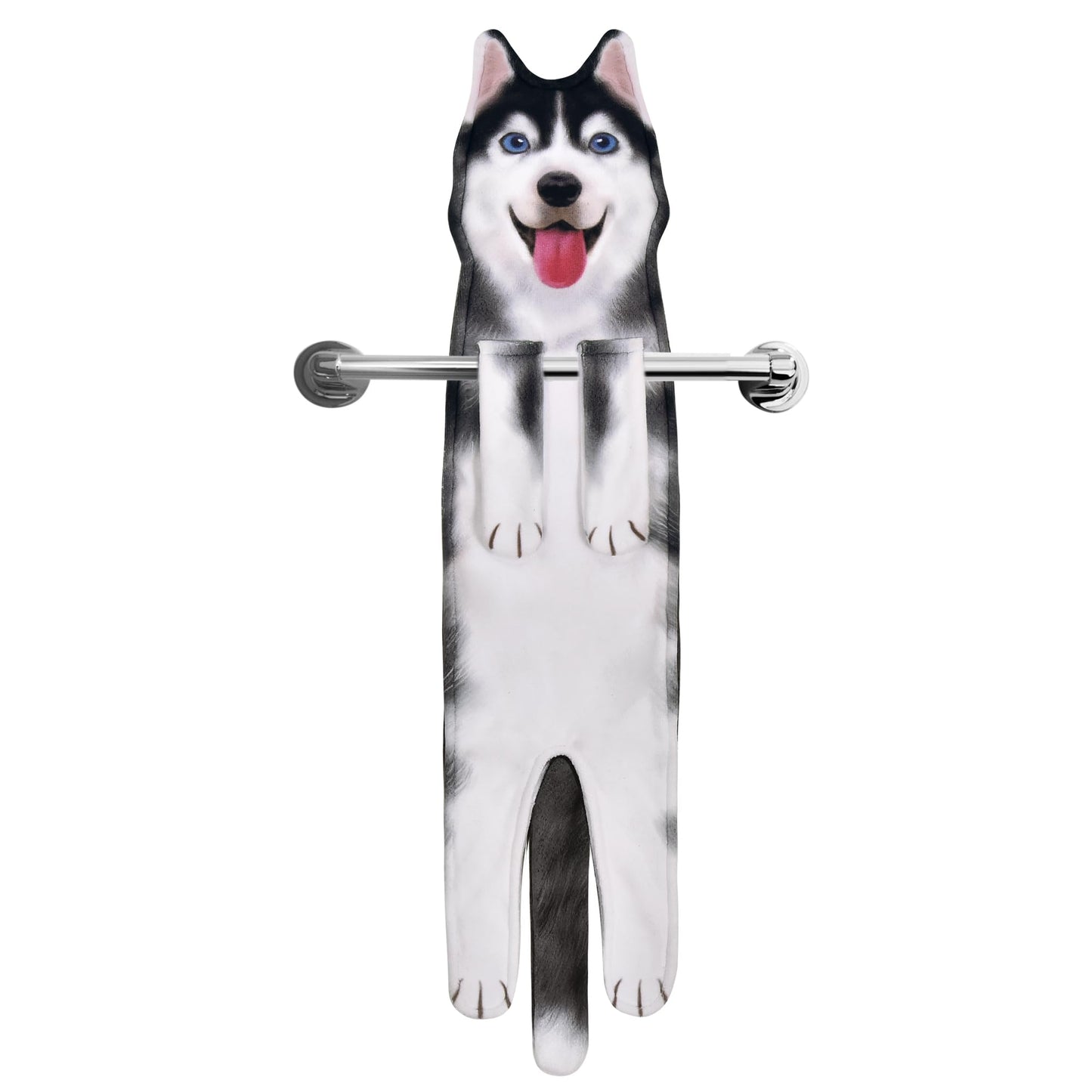 AGRIMONY AdultHusky Dog Funny Hand Towels for Bathroom Kitchen -Cute Decor Dog Mum Dad Women Fathers Mothers Day Easter Gifts Decorative Hanging