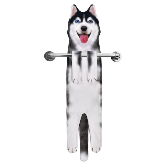 AGRIMONY AdultHusky Dog Funny Hand Towels for Bathroom Kitchen -Cute Decor Dog Mum Dad Women Fathers Mothers Day Easter Gifts Decorative Hanging