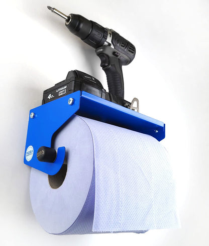 MegaMaxx Blue Roll and Paper Towel Holder - Wall Mounted Dispenser - Portable Industrial Paper Storage Shelf for Workshop, Kitchen, Toilet