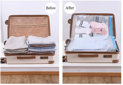 GQC 15 Pack Travel Vacuum Storage Bags for Luggage, Reusable Space Saver Bags for Clothes and Clothing Organisation, 4 (64x47cm) 3